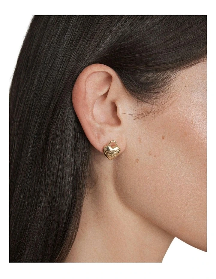 Love Bound Stud Earrings Ear in Gold image 4