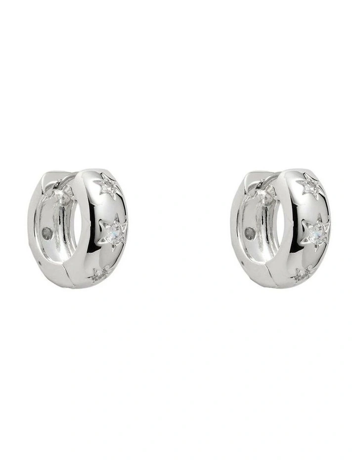 Westlyn Huggie Earrings Ear in Silver image 1