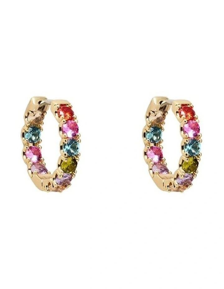 Prismatic Huggie Earrings Ear  in Multicolour image 1