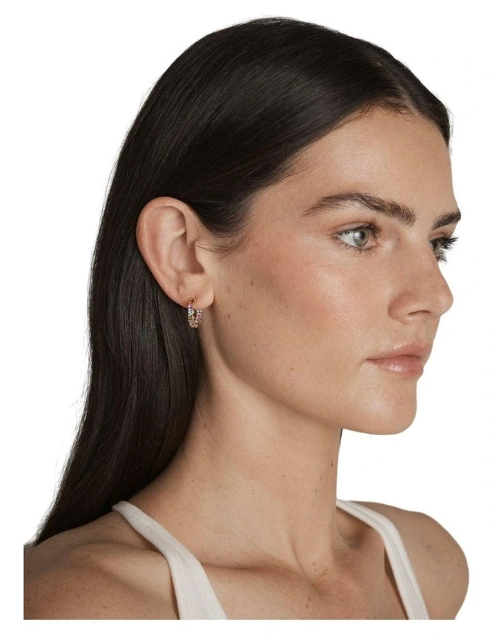 Prismatic Huggie Earrings Ear  in Multicolour image 2