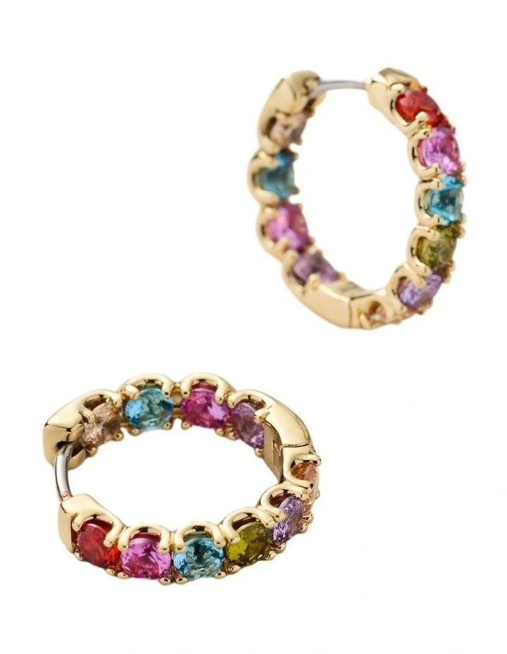 Prismatic Huggie Earrings Ear  in Multicolour image 3