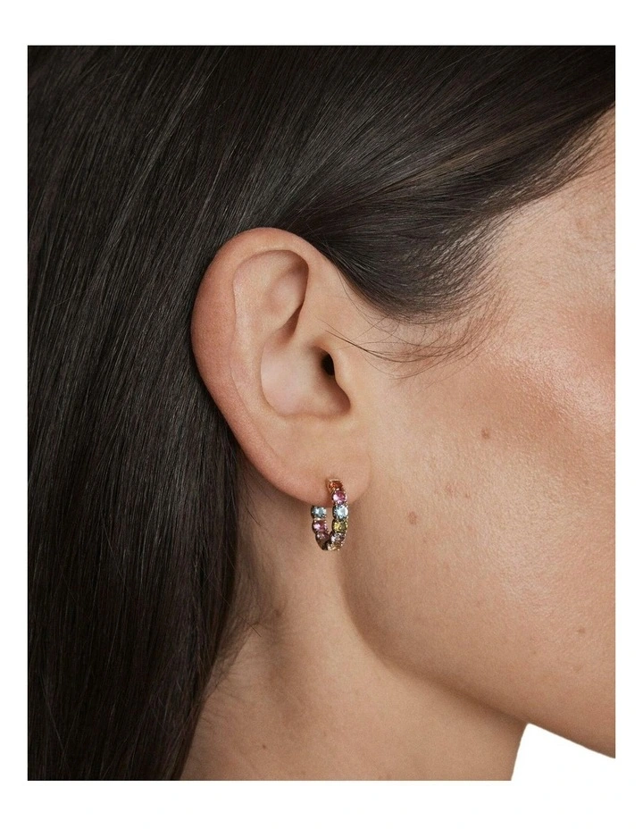 Prismatic Huggie Earrings Ear  in Multicolour image 4