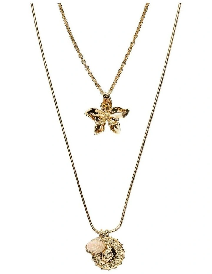 Oleander Duo Necklace Neck  in Gold image 1