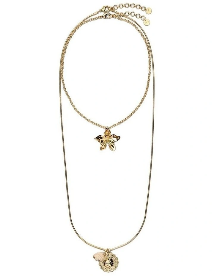 Oleander Duo Necklace Neck  in Gold image 6