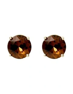 Glowy Crystal Stud Earrings Ear in Chocolate