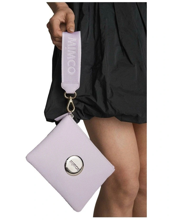 Stripe Webbing Wrist Strap Pouch in Lilac image 2