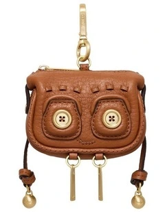Happy Button Charm Pouch  in Rust