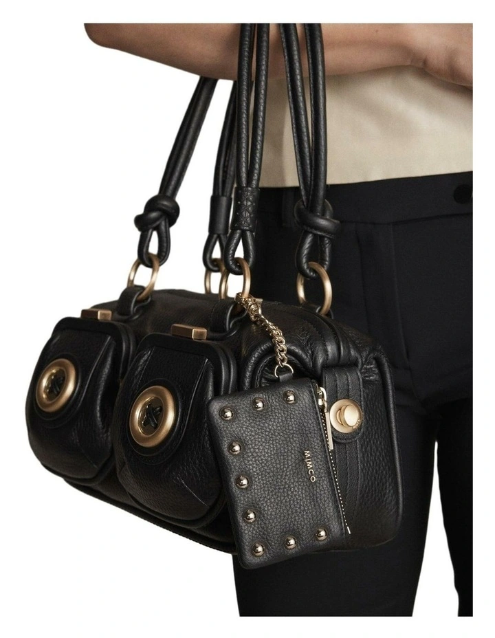 Classic Stud Coin Purse Pouch  in Black image 4