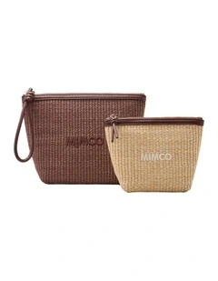 Duo Cosmetic Case Pouch  in Chocolate