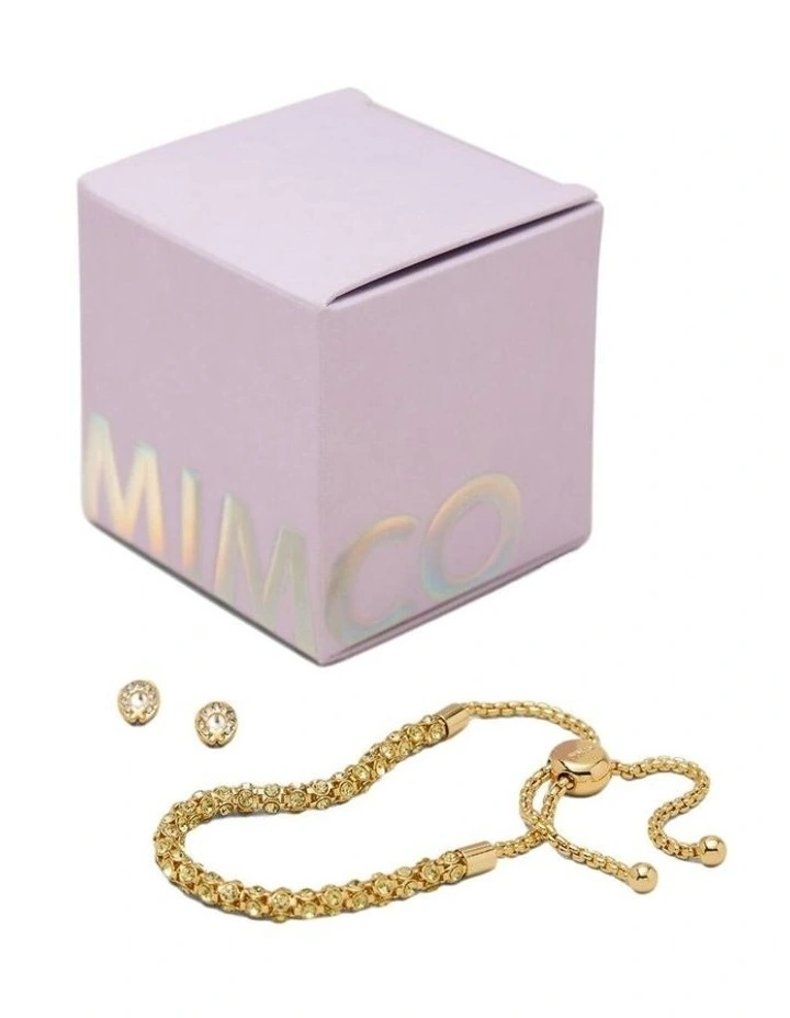 Dazzle Bracelet And Encanto Studs In A Gift Box Umbrellas & Gifting in Gold image 1