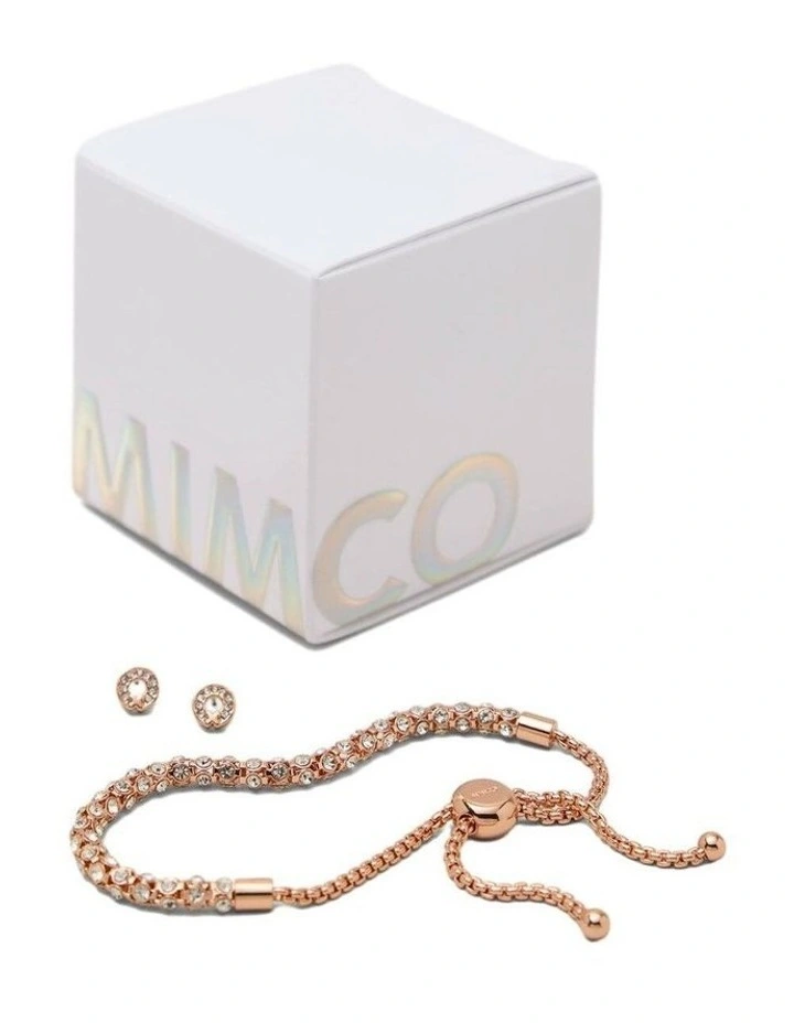 Dazzle Bracelet And Encanto Studs In A Gift Box Umbrellas & Gifting in Rose Gold image 1