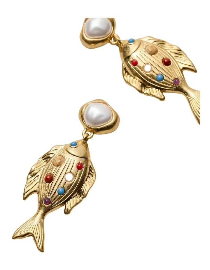 Thalina Drop Earrings Ear in Gold image 2