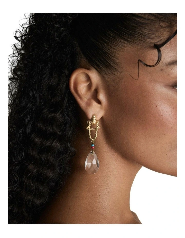 Lucid Cove Drop Earrings Ear in Gold image 3
