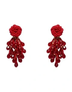 Tidal Beaded Earrings Ear in Chilli Red