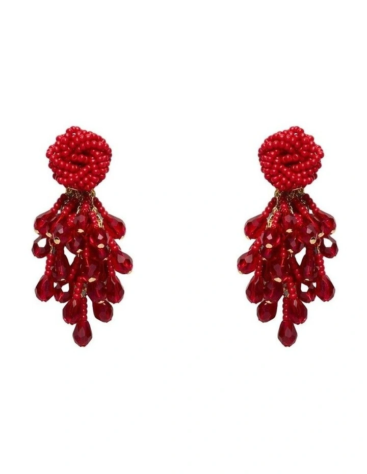 Tidal Beaded Earrings Ear in Chilli Red image 1