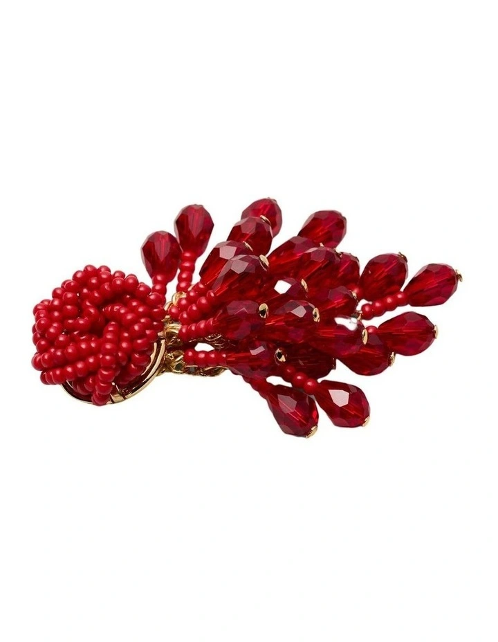 Tidal Beaded Earrings Ear in Chilli Red image 2