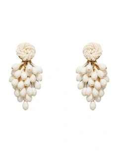 Tidal Beaded Earrings Ear in Off White