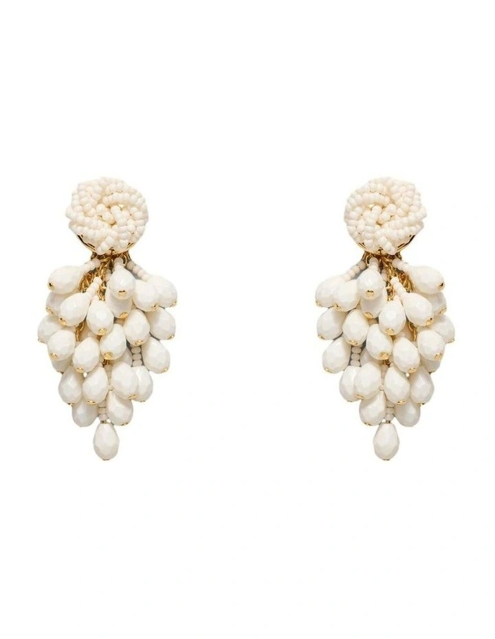 Tidal Beaded Earrings Ear in Off White image 1