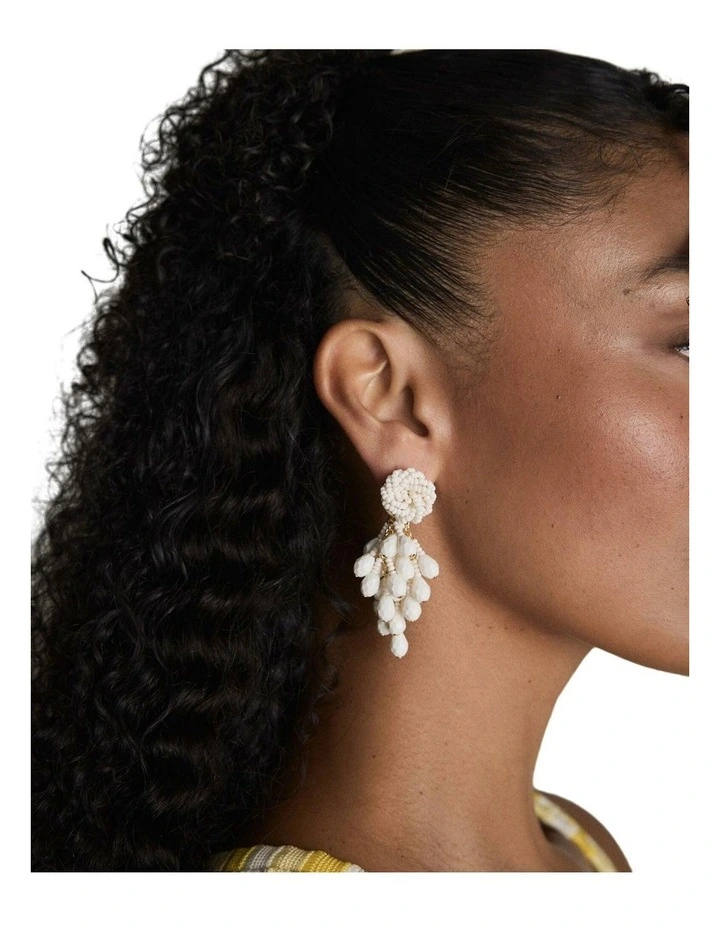 Tidal Beaded Earrings Ear in Off White image 2