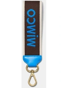 Stripe Webbing Wrist Strap Pouch in Chocolate