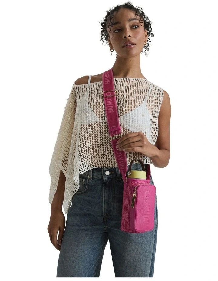 Patch Crossbody Water Bottle Pouch in Fuchsia image 2