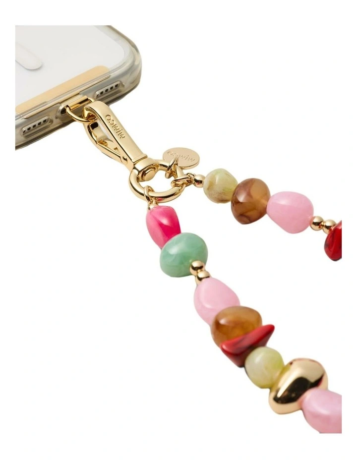 Abyss Beaded Phone Wrist Strap Pouch in Red Multi image 2