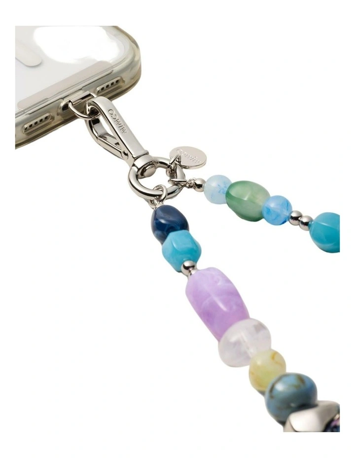 Abyss Beaded Phone Wrist Strap Pouch in Mint Multi image 2