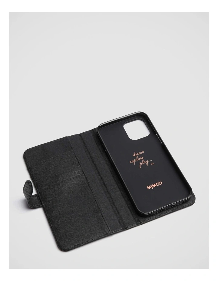 Mimco Hendrix Flip Case For Iphone 12 Pro Max in Black Rose Gold