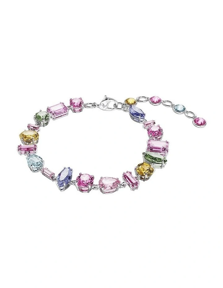 Mixed Cuts Rhodium Plated Gema Bracelet in Multi image 2