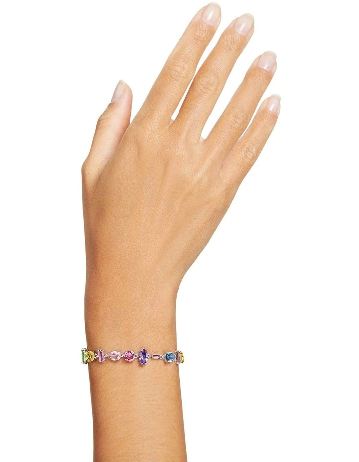 Mixed Cuts Rhodium Plated Gema Bracelet in Multi image 5