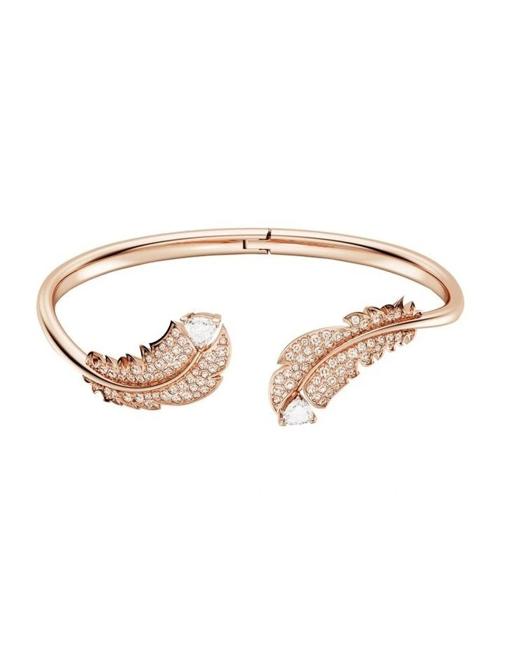 Idyllia Bangle Feather Rose Gold-Tone Plated in White image 1