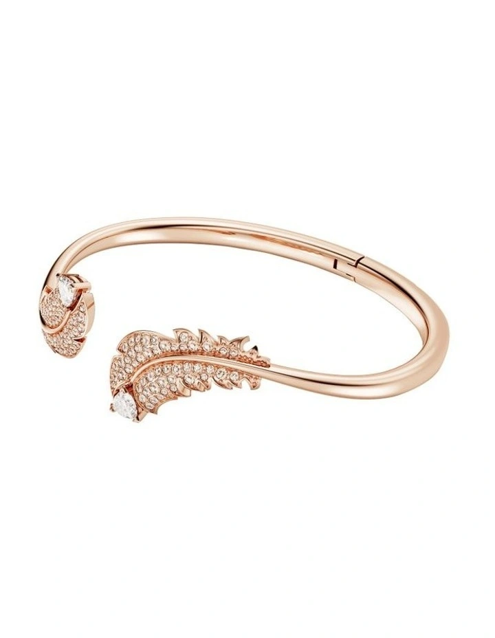 Idyllia Bangle Feather Rose Gold-Tone Plated in White image 2