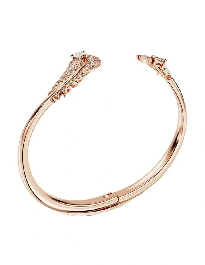 Idyllia Bangle Feather Rose Gold-Tone Plated in White image 3