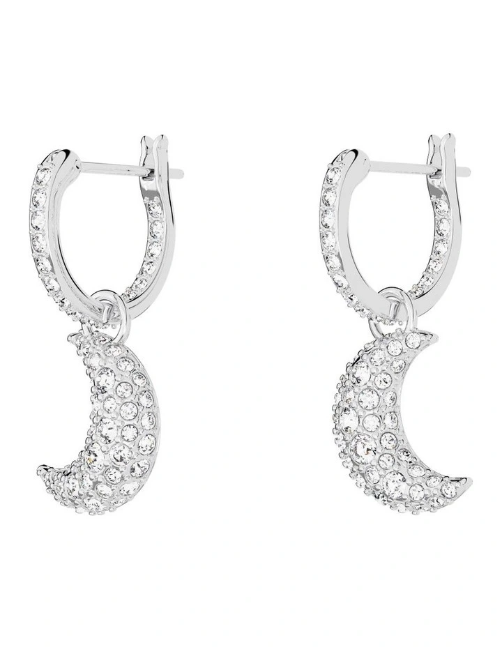 Swarovski Sublima Drop Earrings Moon Rhodium Plated in White | MYER