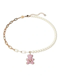 Teddy Pendant Bear Rose Gold-Tone Plated in Pink