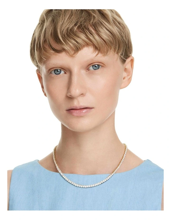Matrix Tennis Necklace in White/Gold-Tone image 5