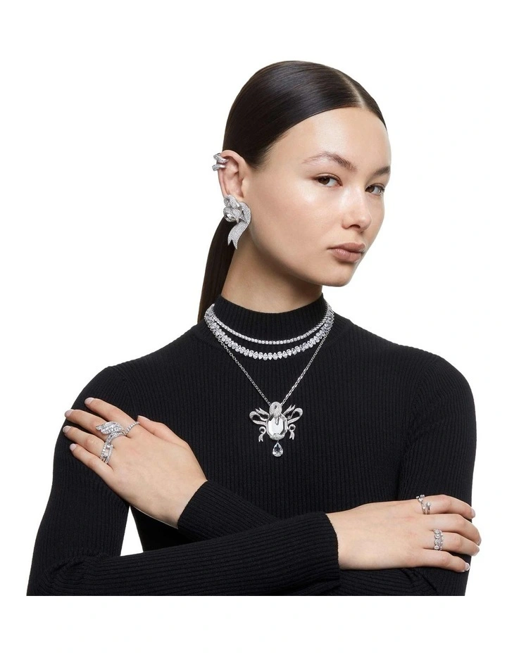 Matrix Tennis Necklace in White/Rhodium image 7