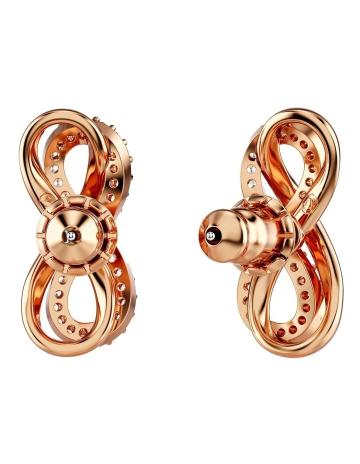 Hyperbola Infinity Rose Gold-Tone Plated Stud Earrings in White image 4