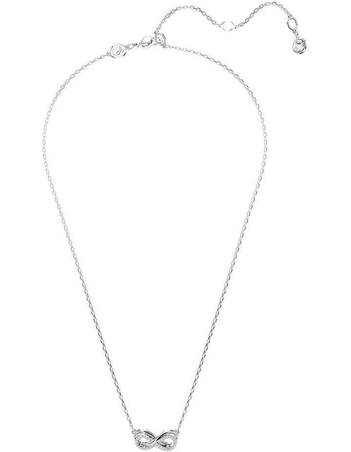 Hyperbola Pave Infinity Rhodium Plated Pendant in White image 2