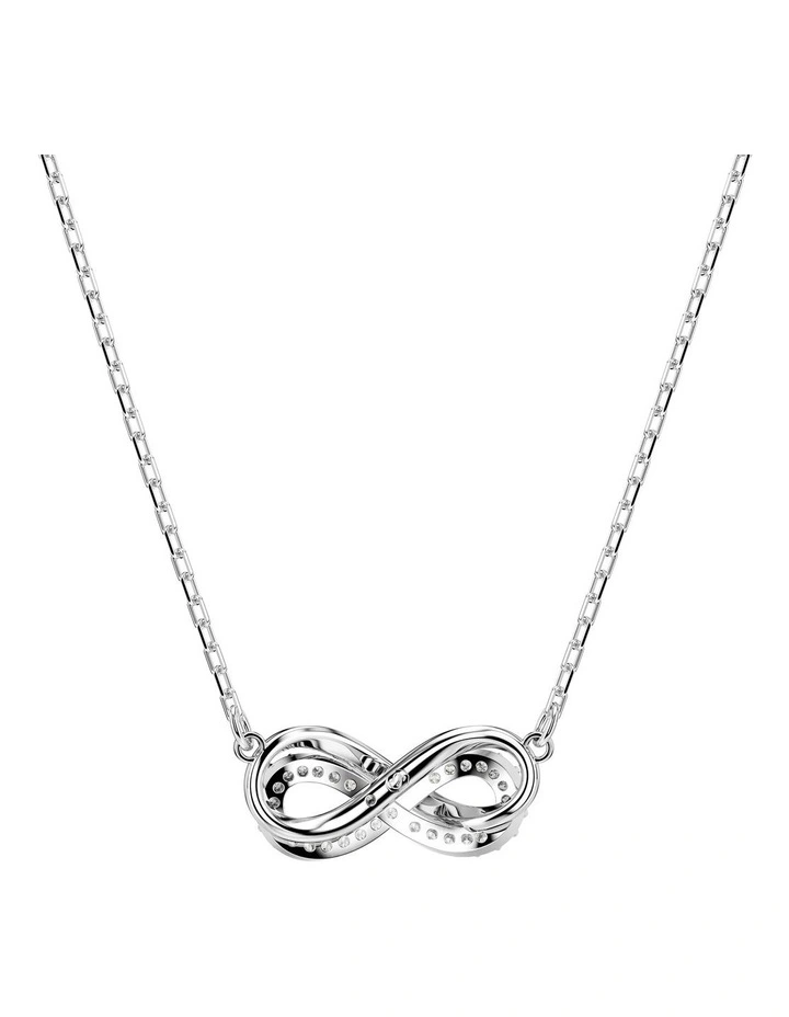 Hyperbola Pave Infinity Rhodium Plated Pendant in White image 4