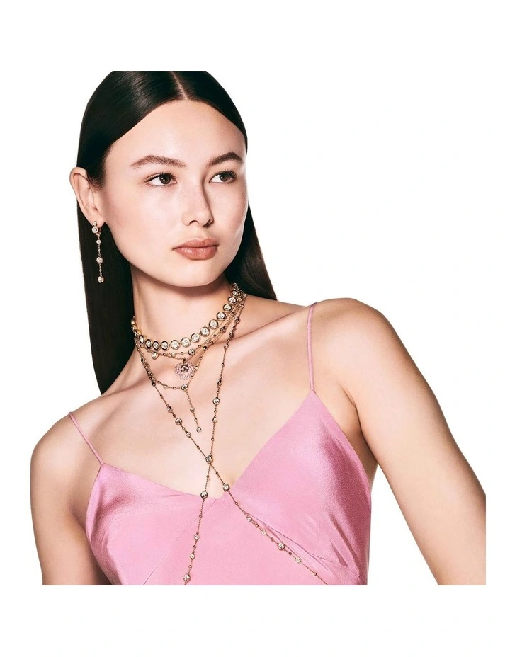 Imber Necklace Round Cut Scattered Design Gold-Tone Plated in White image 6