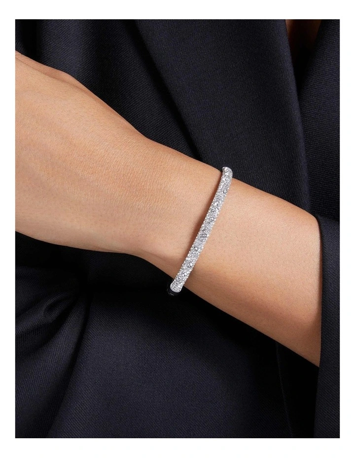 Sublima Bangle Snow Pave Rhodium Plated in White image 6