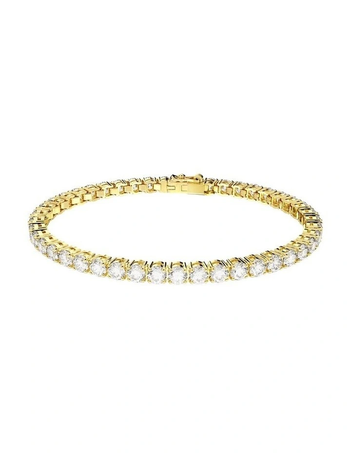 Matrix Tennis Bracelet Round Cut Gold-Tone Plated in White image 1