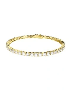 Matrix Tennis Bracelet Round Cut Gold-Tone Plated in White