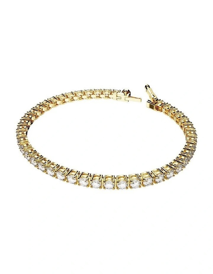 Matrix Tennis Bracelet Round Cut Gold-Tone Plated in White image 2
