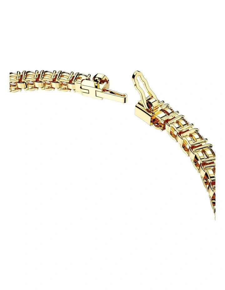 Matrix Tennis Bracelet Round Cut Gold-Tone Plated in White image 3