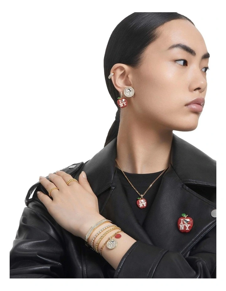 Matrix Tennis Bracelet Round Cut Gold-Tone Plated in White image 6