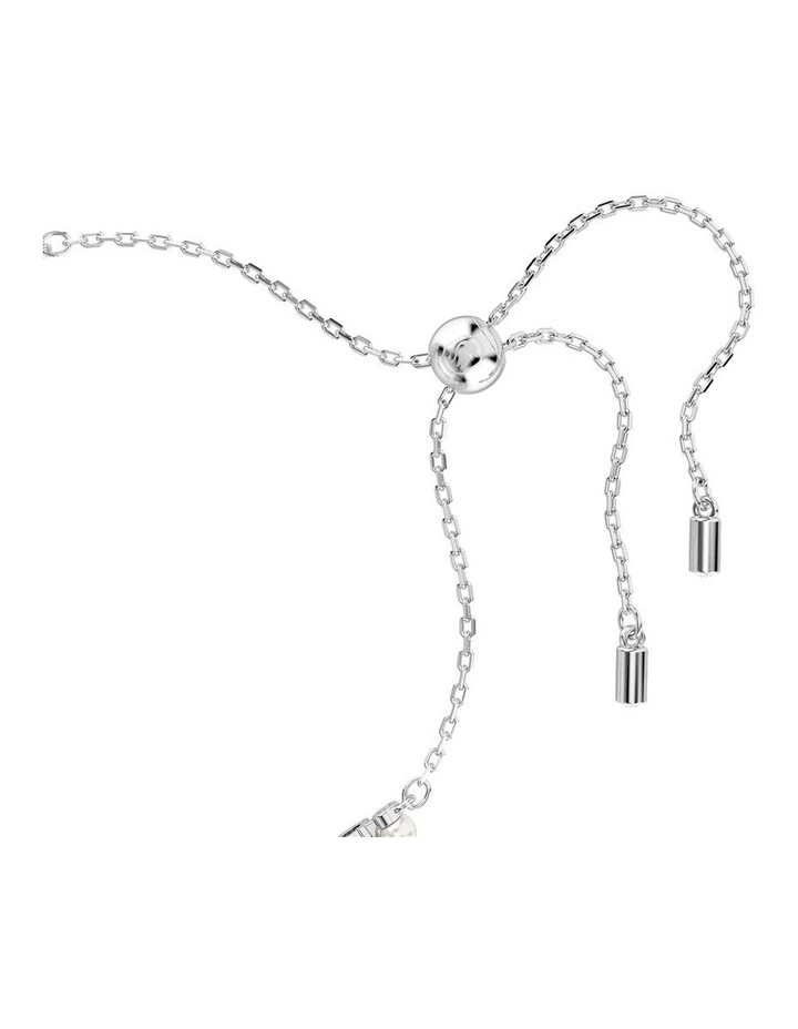 Matrix Bracelet Crystal Pearl Round Cut Rhodium Plated in White image 3