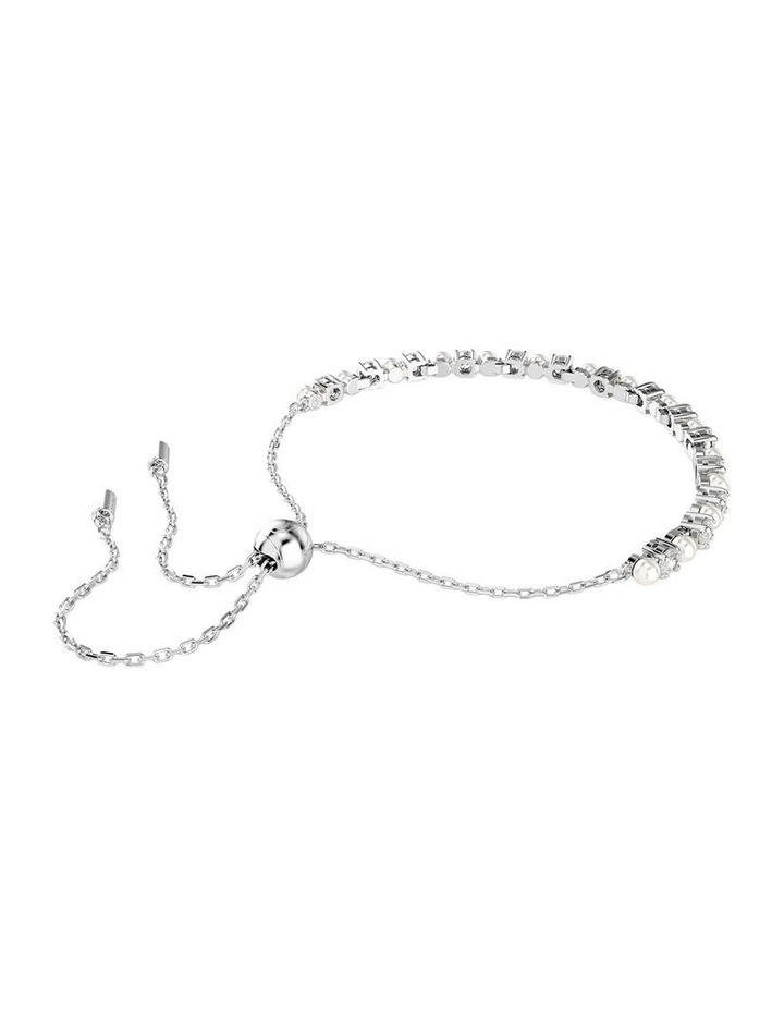 Matrix Bracelet Crystal Pearl Round Cut Rhodium Plated in White image 4