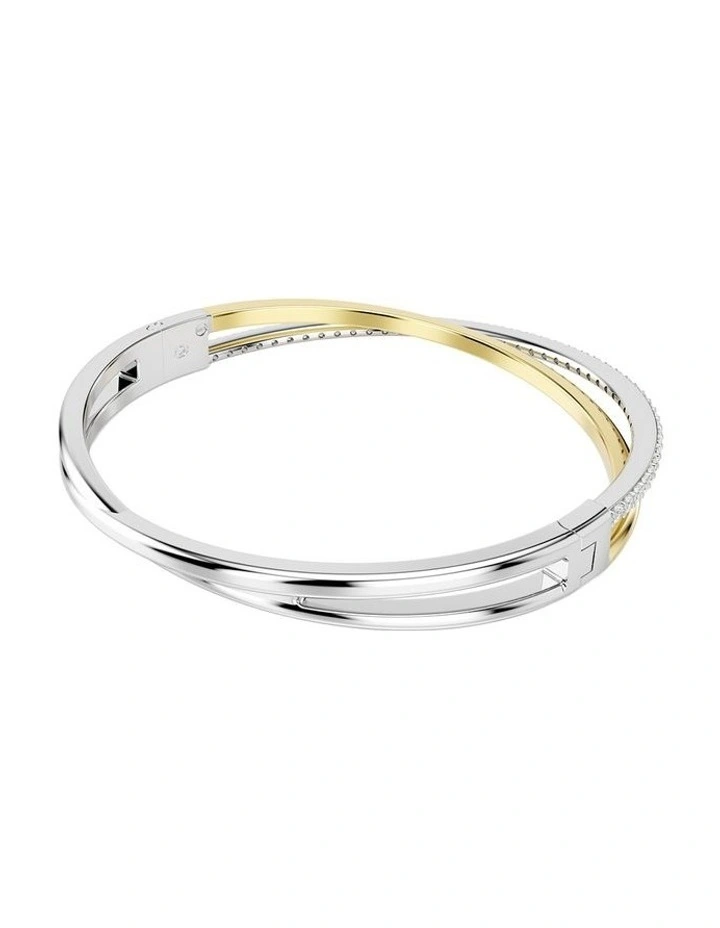 Hyperbola Bangle Round Cut Mixed Metal finish in White image 4